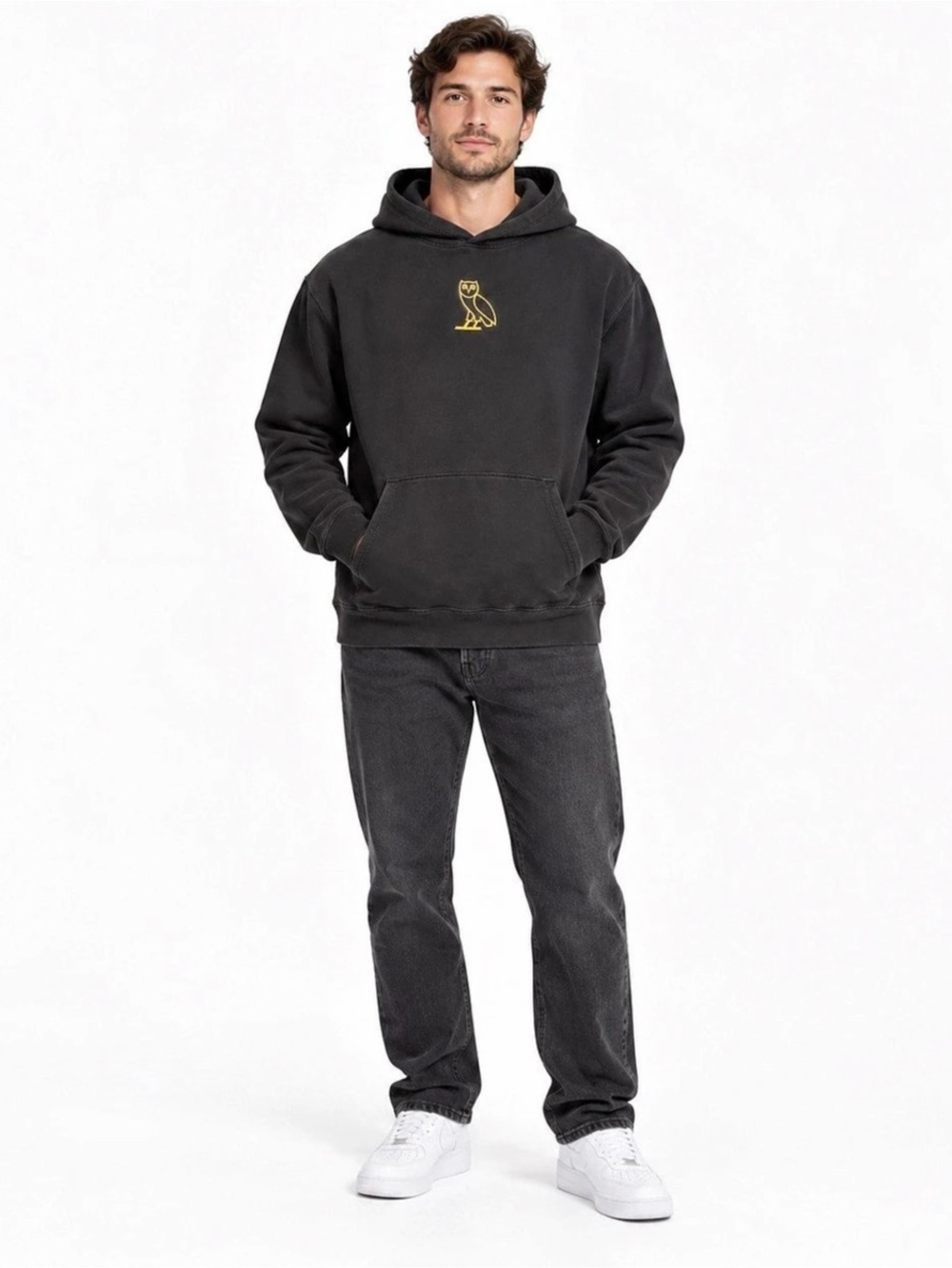 OVO October’s Very Own Gold Owl Logo Black Hoodie Men’s XL Made in Canada
Fits